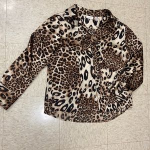 Chico’s High Low Leopard Print Button Down Blouse, 3